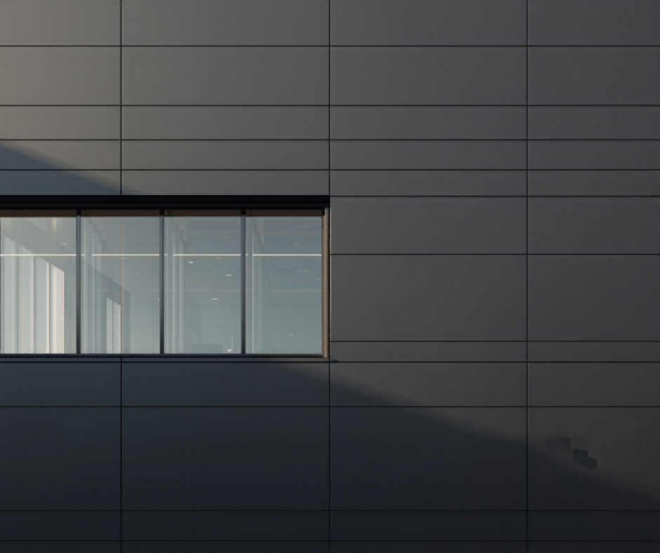 Aluminium Composite Panel façade under summer sunlight 